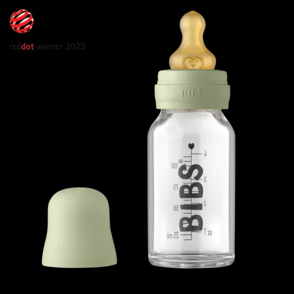 BIBS Baby Glass Bottle Complete Set 110ml - Sage Outlet