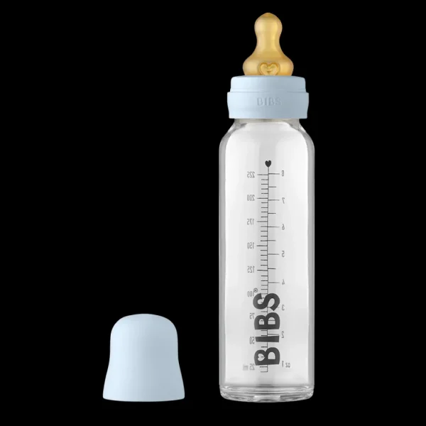 BIBS Baby Glass Bottle Complete Set 225ml - Baby Blue New