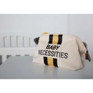 Childhome Baby Necessitties Toiletry Bag - Off White Stripes Black/Gold Hot