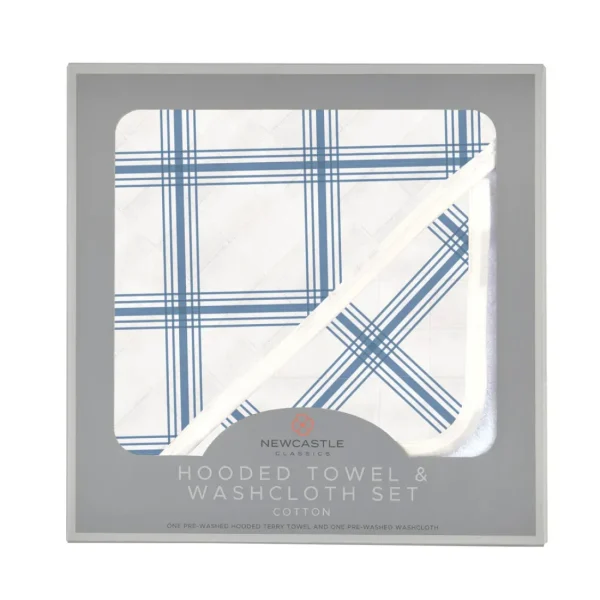 Newcastle Classics Blue Buffalo Check Plaid Hooded Towel and Washcloth Set Online