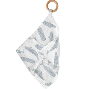 Newcastle Classics Blue Shadow Whales Bamboo Blankie Teether New