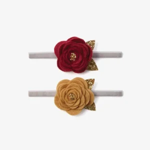 Elegant Baby Burgundy / Mustard Rose Baby Headbands Online