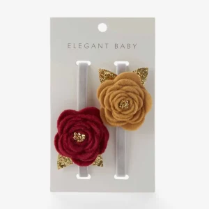 Elegant Baby Burgundy / Mustard Rose Baby Headbands Online