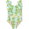 Shade Critters Citrus Grove Ruffle Shoulder Swimsuit Hot