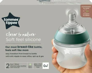 Tommee Tippee Closer To Nature Silicone Baby Bottle TWO PACK - 150ML Outlet