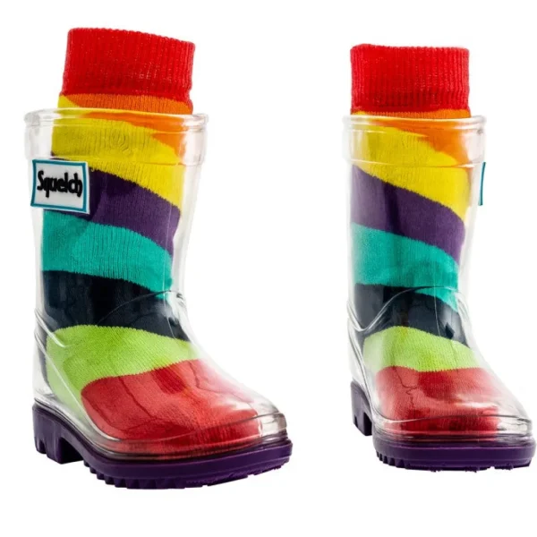 Squelch Diagonal Rainbow Tot Welly Socks Best