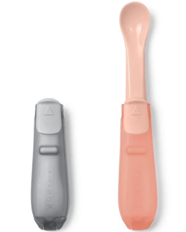 Skip Hop Easy-Fold Travel Spoons- Grey/Coral Best