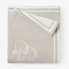 Elegant Baby Elephant Jacquard Print Cotton Knit Blanket Outlet