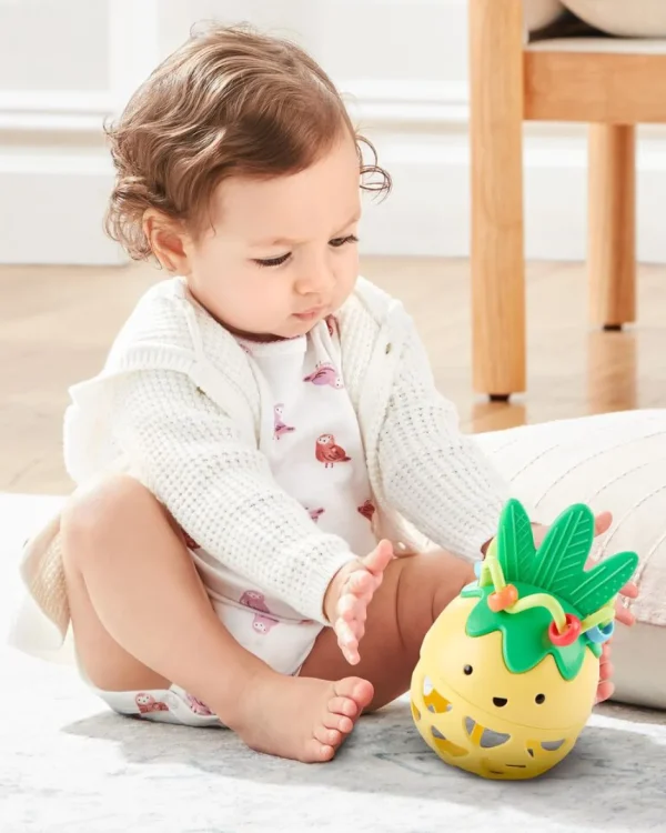 Skip Hop Farmstand Roll-Around Pineapple Rattle Baby Toy Hot