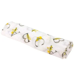 Bebe au Lait Floral Alphabet Single - Oh So Soft Muslin Swaddle Blanket Best