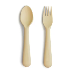 Mushie Fork and Spoon Set - Pale Daffodil Fashion