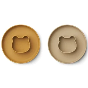 Liewood Gordon plate (2-pack) - Mr Bear Golden Caramel / Oat Mix Hot