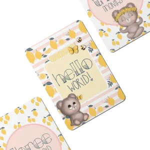 Twinkle u0026 Giraffe Lemon Bear Baby Milestone Cards - Set of 25 Fashion