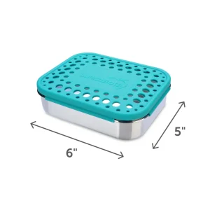 LunchBots Medium Duo Bento Box - Aqua Dots New