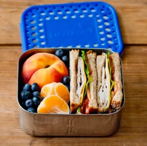 LunchBots Medium Duo Bento Box - Blue Dots Fashion