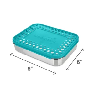 LunchBots Medium Trio Bento Box - Aqua Dots Clearance