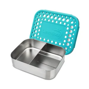 LunchBots Medium Trio Bento Box - Aqua Dots Clearance