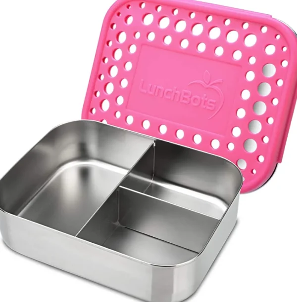 LunchBots Medium Trio Bento Box - Pink Dots Best