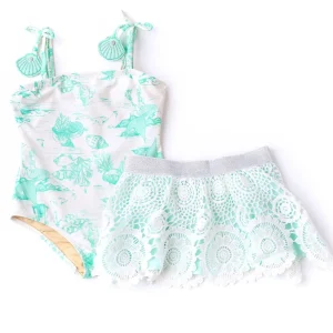 Shade Critters Mermaid Toile PomPom One Piece & Skirt Swim Set Fashion