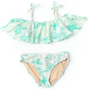 Shade Critters Mermaid Toile Shell Trimmed Ruffle Off the Shoulder Bikini Outlet