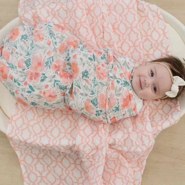 Bebe au Lait Muslin Swaddle Blanket Set - Floret + Trellis Clearance