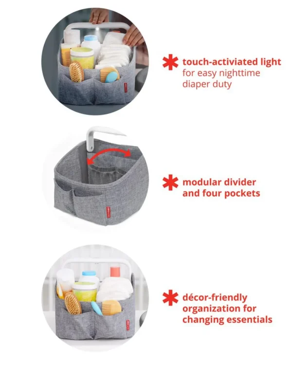 Skip Hop Nursery Style Light-Up Diaper Caddy - Oat Clearance