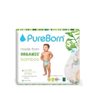 PureBorn Organic Diapers Size 5 - 11-18kg - 22 Diapers Clearance