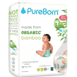 PureBorn Organic Diapers Size 4 - 7-12kg - 48 Diapers Outlet