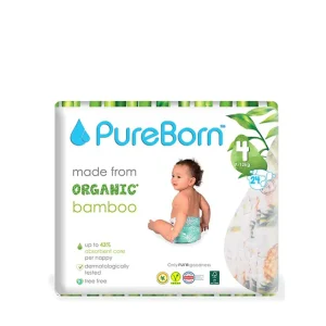 PureBorn Organic Diapers Size 4 - 7-12kg - 24 Diapers - Leopard Print Best