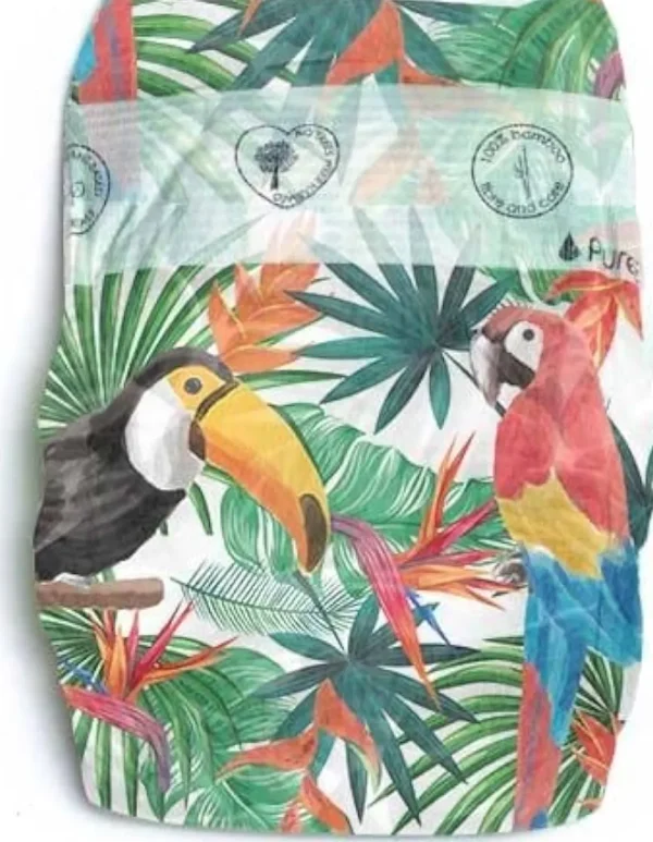 PureBorn Organic Diapers Size 2 - 3-6kg - 64 Diapers - Tropical Print Online