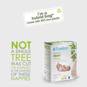 PureBorn Organic Diapers Size 5 - 11-18kg - 22 Diapers Clearance