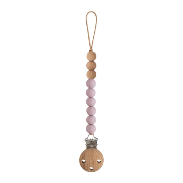 Mushie Pacifier Clip | Eva - Mauve Fashion