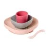 Beaba 4-Piece Silicone Dinner Set - Pink Hot