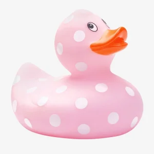 Elegant Baby Pink Polka Dot Rubber Duckie Hot