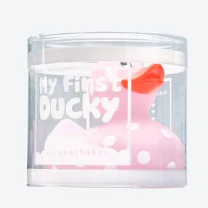 Elegant Baby Pink Polka Dot Rubber Duckie Hot