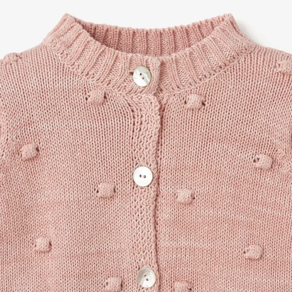 Elegant Baby Pink Popcorn Knit Baby Cardigan Discount