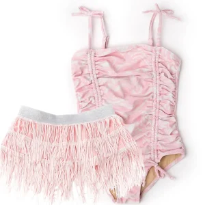 Shade Critters Pink Swirl Cinched Swimsuit with Skirt Discount