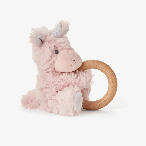 Elegant Baby Plush Unicorn Wooden Ring Rattle Online