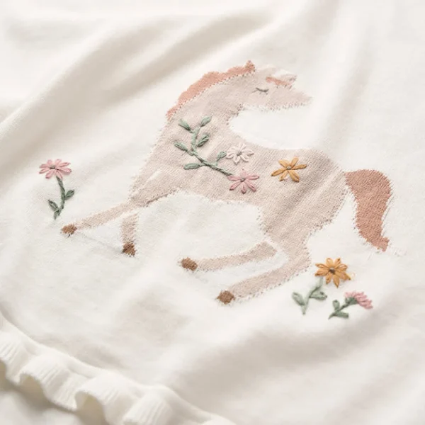 Elegant Baby Pony Meadow Knit Blanket Outlet