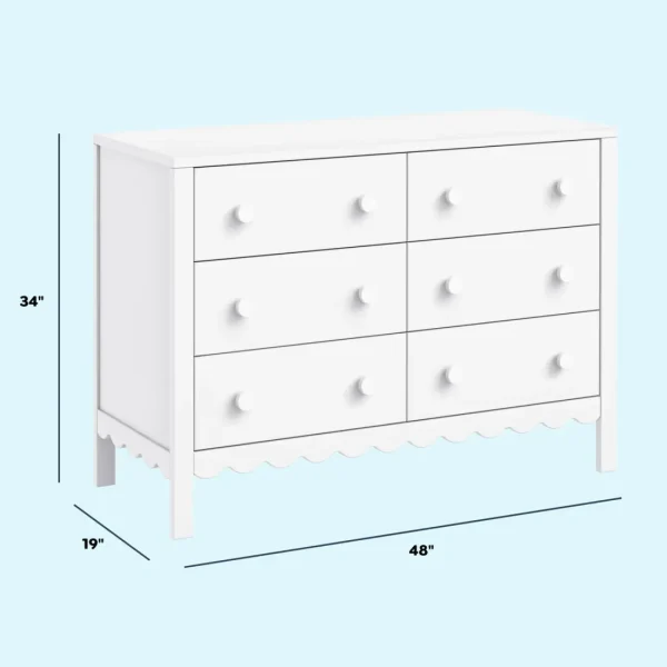 DaVinci Pre-Order Sammy Scallop 6-Drawer Dresser - White Outlet