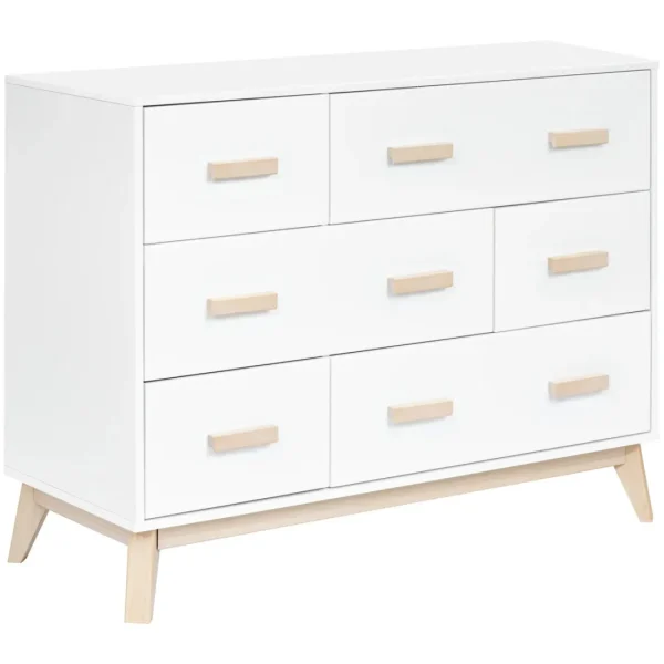 Babyletto Pre-Order Scoot 6-Drawer Dresser - White/Washed Natural Fashion