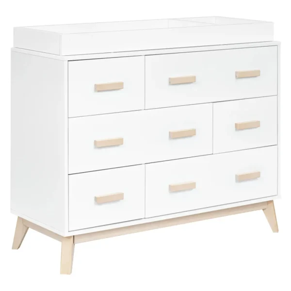 Babyletto Pre-Order Scoot 6-Drawer Dresser - White/Washed Natural Fashion