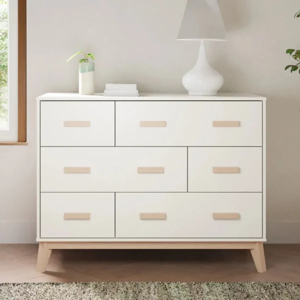 Babyletto Pre-Order Scoot 6-Drawer Dresser - White/Washed Natural Fashion