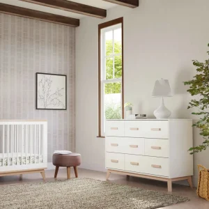 Babyletto Pre-Order Scoot 6-Drawer Dresser - White/Washed Natural Fashion