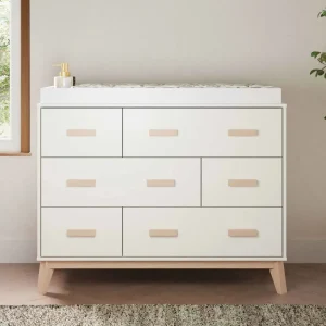 Babyletto Pre-Order Scoot 6-Drawer Dresser - White/Washed Natural Fashion