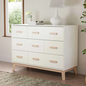 Babyletto Pre-Order Scoot 6-Drawer Dresser - White/Washed Natural Fashion