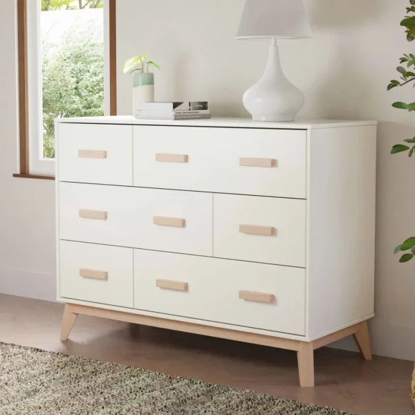 Babyletto Pre-Order Scoot 6-Drawer Dresser - White/Washed Natural Fashion