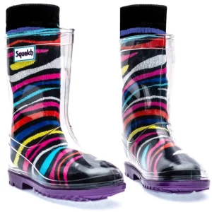 Squelch Rainbow Zebra Junior Welly Socks Best