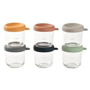 Beaba Set of 6 Glass Portion Jars - 250ML New