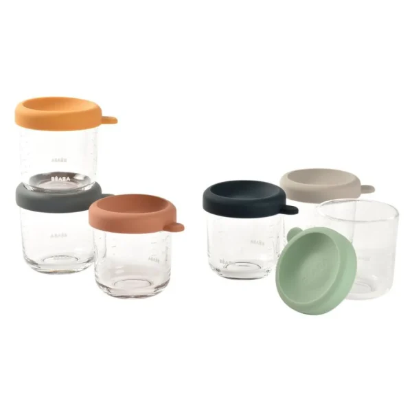 Beaba Set of 6 Glass Portion Jars - 250ML New